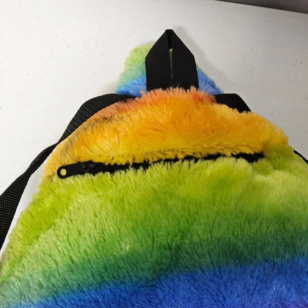 Emoji Rainbow Poop Plush Backpack Kids OS Multicolor‎ Faux Fur FABNY